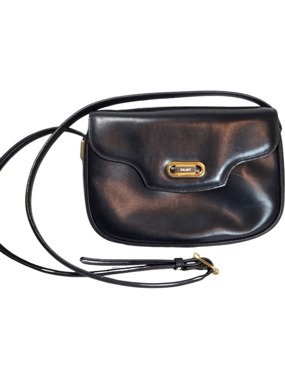 Bally Vintage Black Leather Crossbody Shoulder Bag
